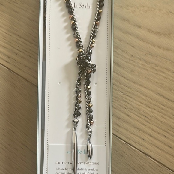 Stella & Dot Silver, Gold, Black, and Grey Lariat Necklace - NWOT. - Picture 1 of 8